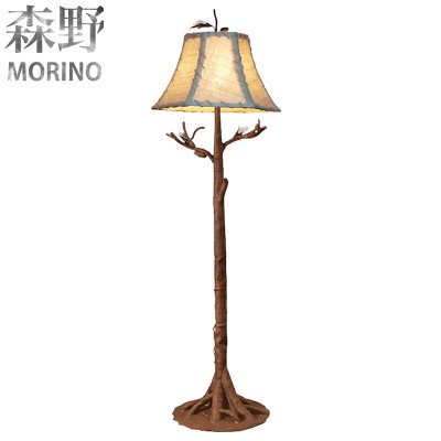 country style tree floor lamp with pinecone and bird suitable for villa lighting decoration